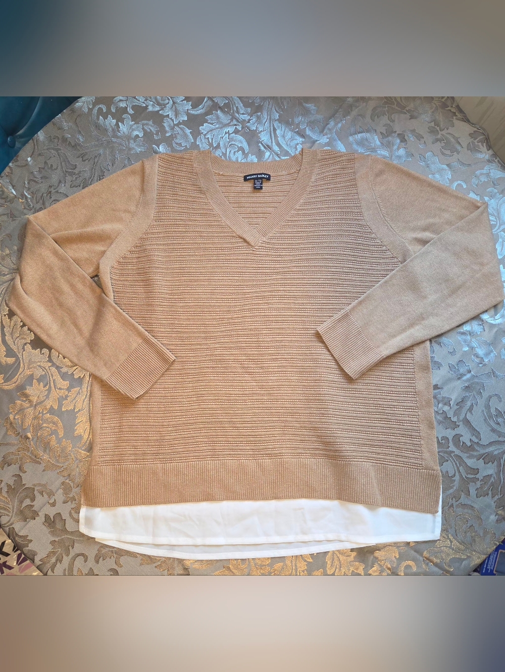 Hilary Radley Caramel Layered Sweater Blouse